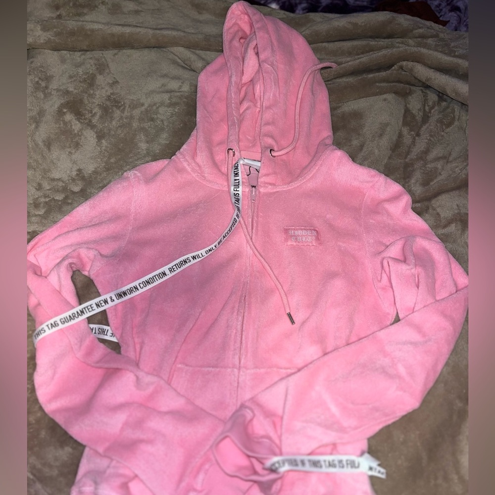 Hidden Cult Terry Pink Zip Hoodie Size Small